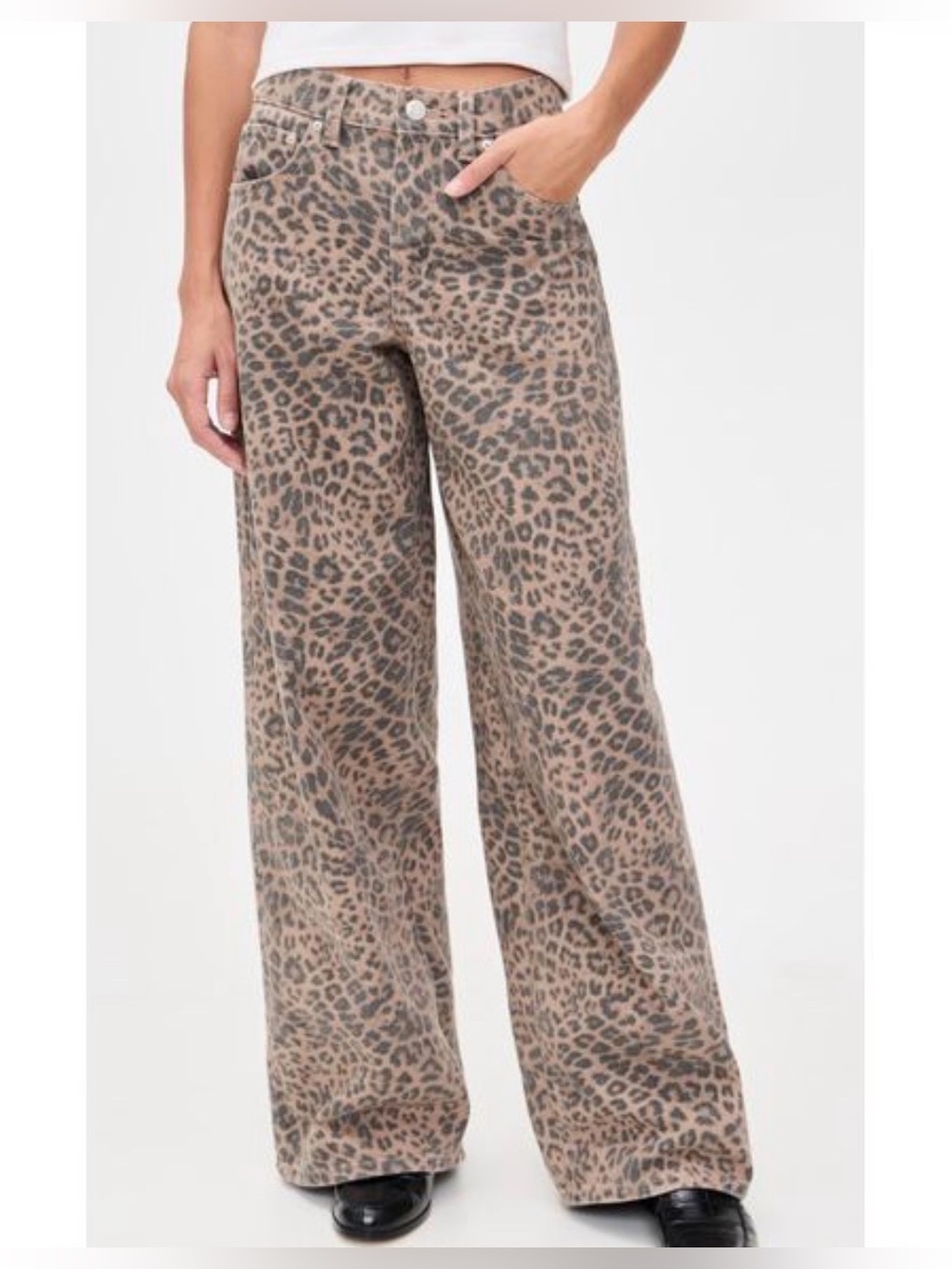 Z Supply Marli Denim Leopard Pants in Natural. Size 26 - Picture 4 of 15